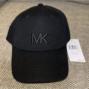 NWT $68 Michael Kors MK Designer Signature MK Logo Adjustable Cap/Hat Black